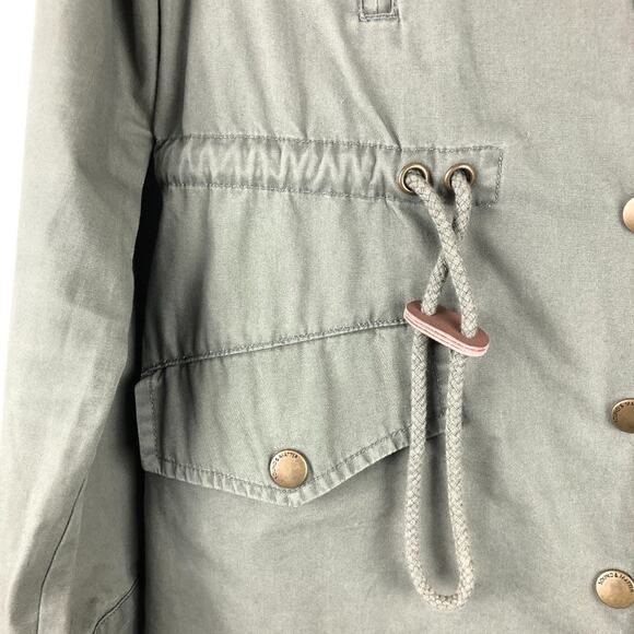 Sound Matter Green Drawstring Snap Front Lightweight Utility Anorak Jacket Coat - Picture 5 of 10